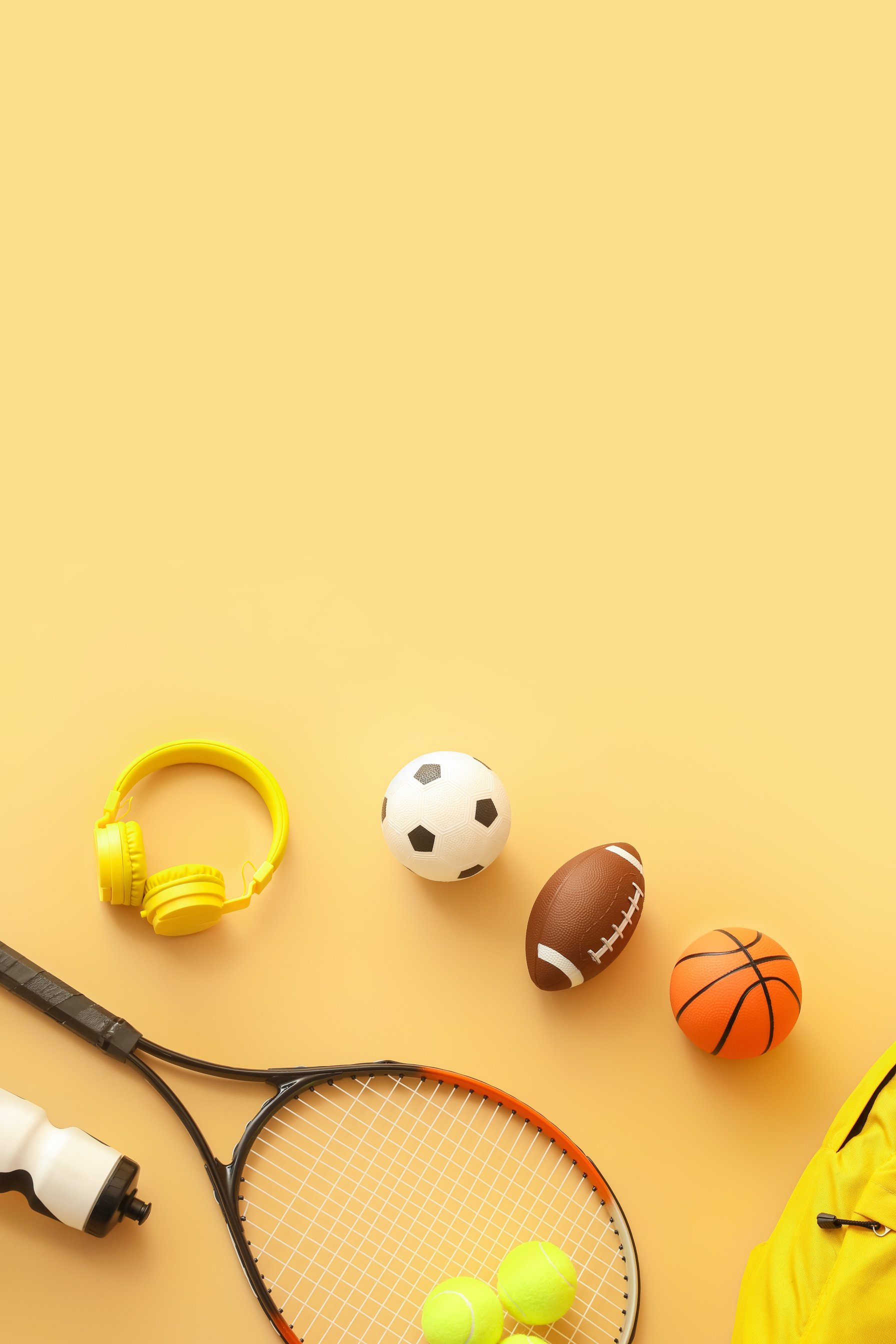 Set of Sport Equipment on Color Background